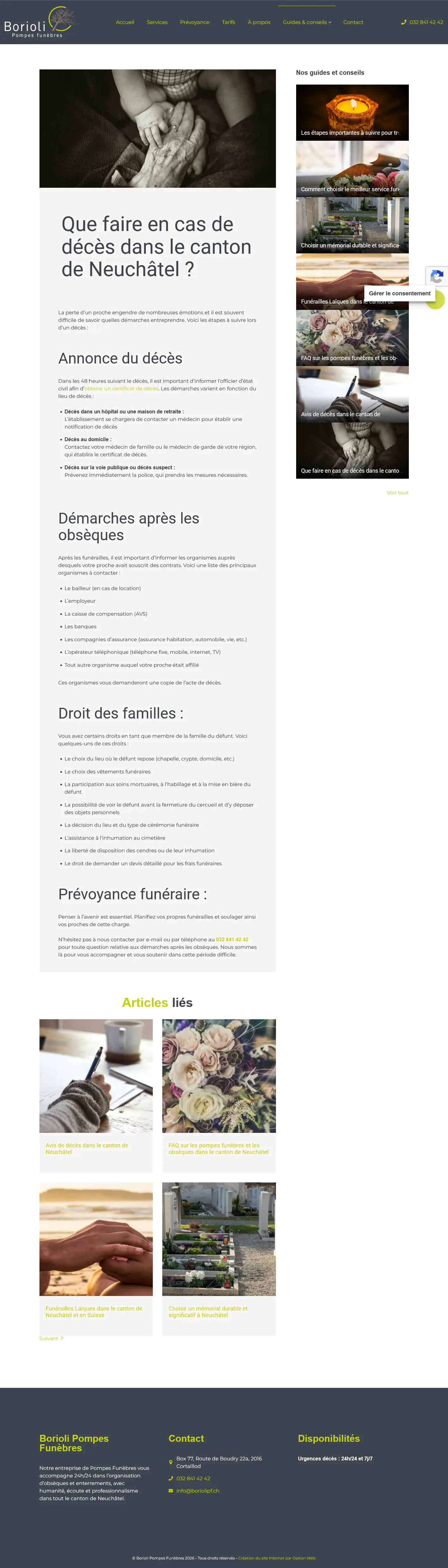 Guide Borioli sur les démarches à effectuer en cas de décès dans le canton de Neuchâtel.