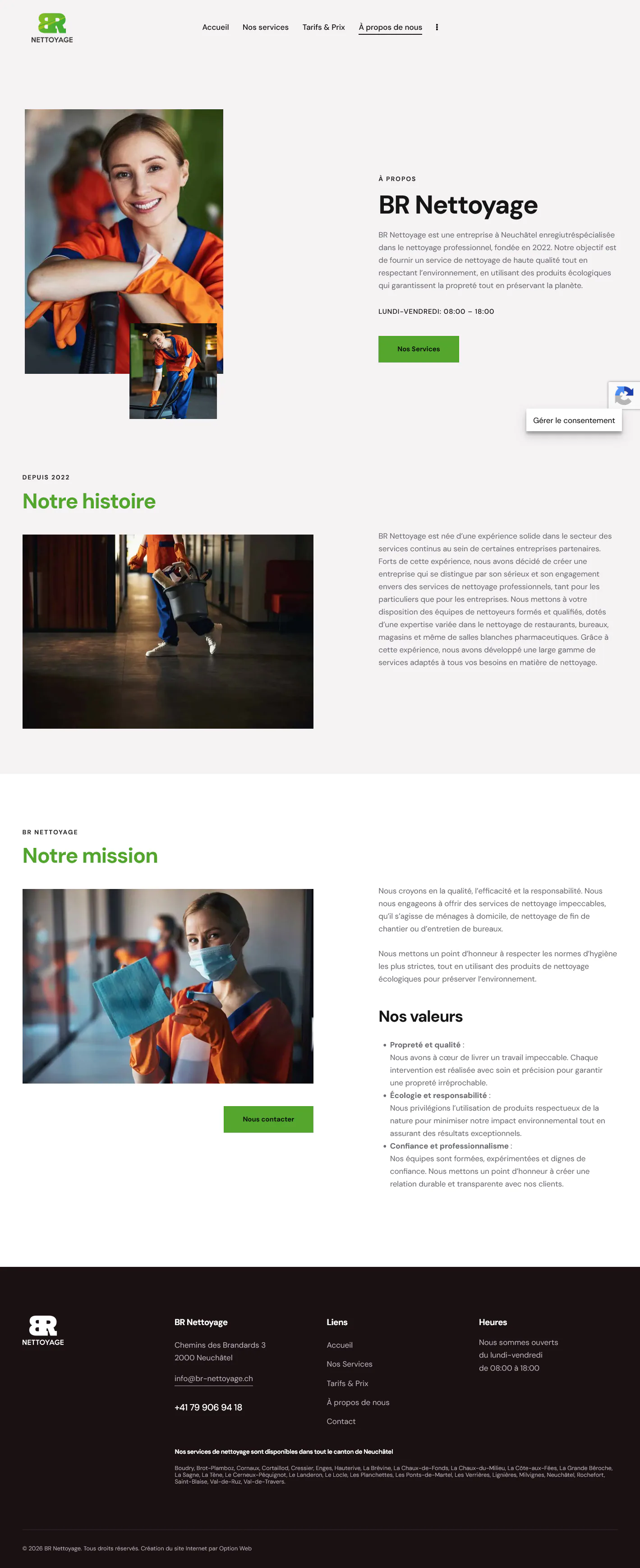 Présentation de l’entreprise BR Nettoyage et de son histoire.