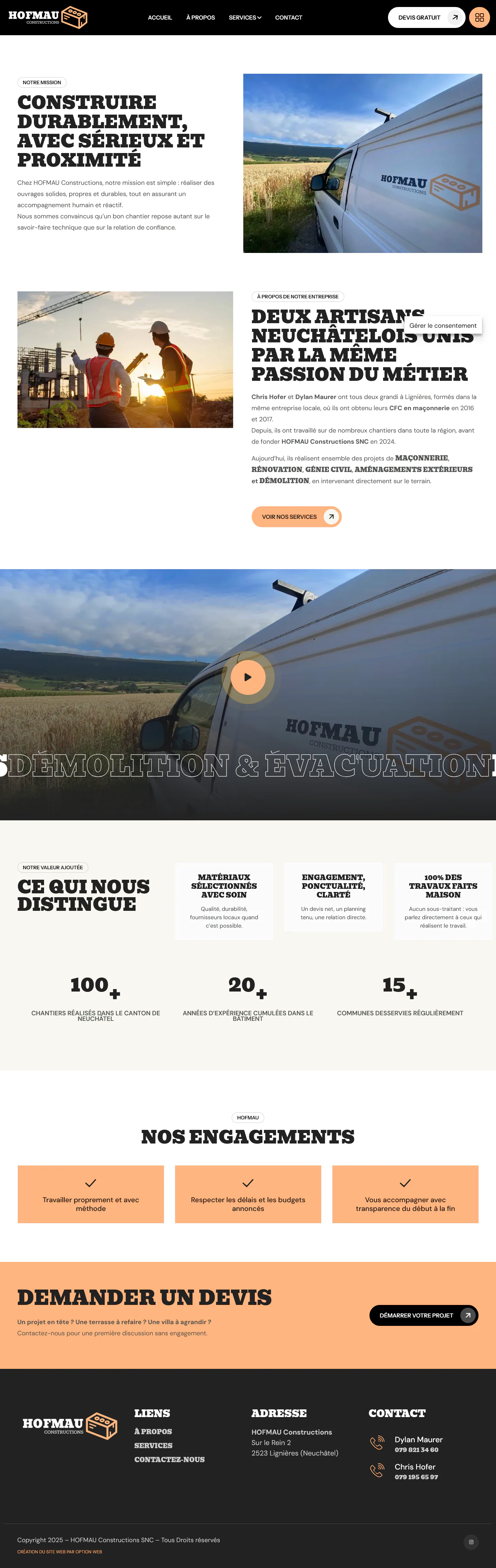 Présentation de Hofmau Constructions, de ses artisans et de son approche du chantier.
