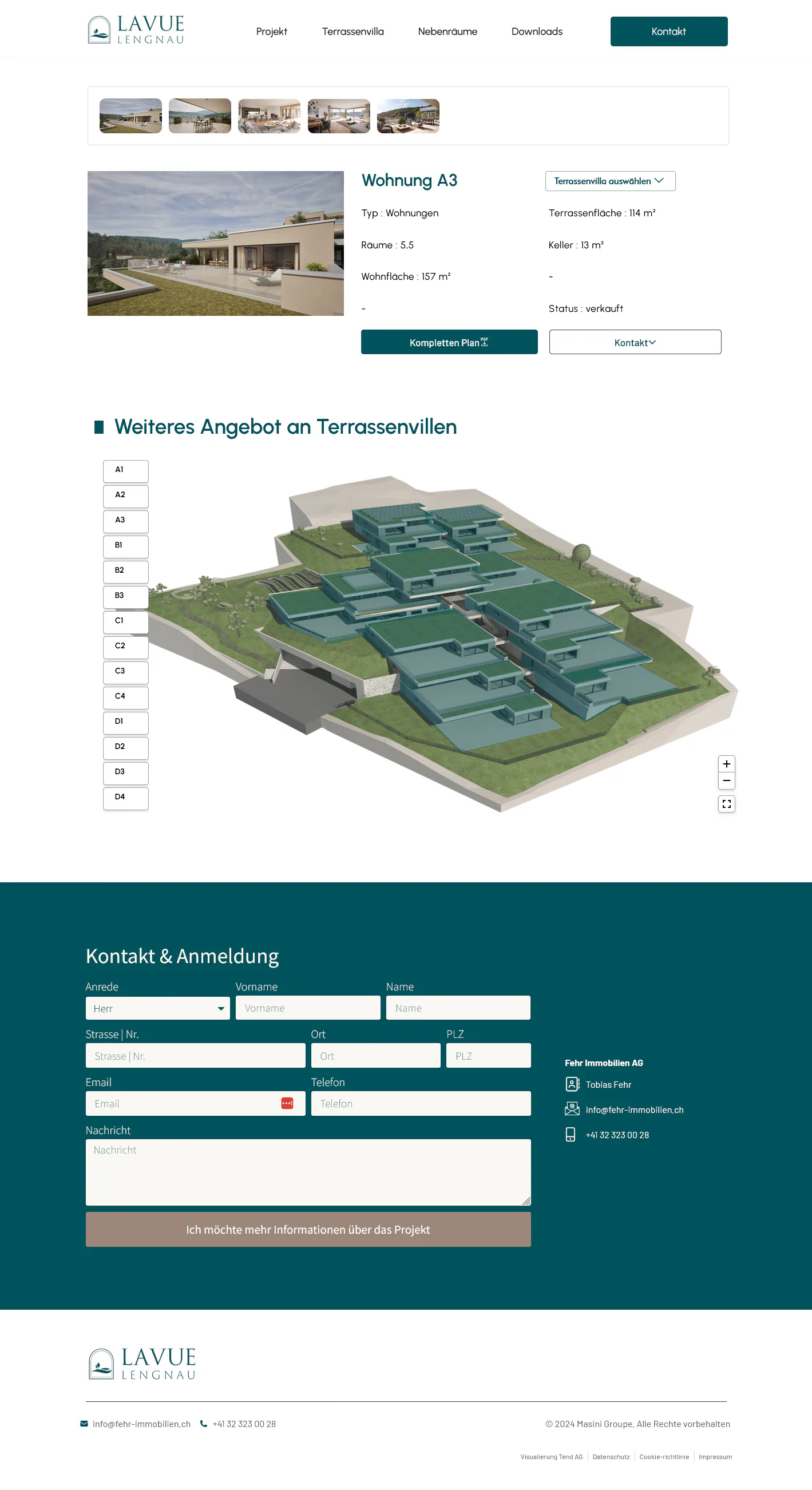 Fiche du logement A3 de LaVue Lengnau avec ses caractéristiques et ses plans.