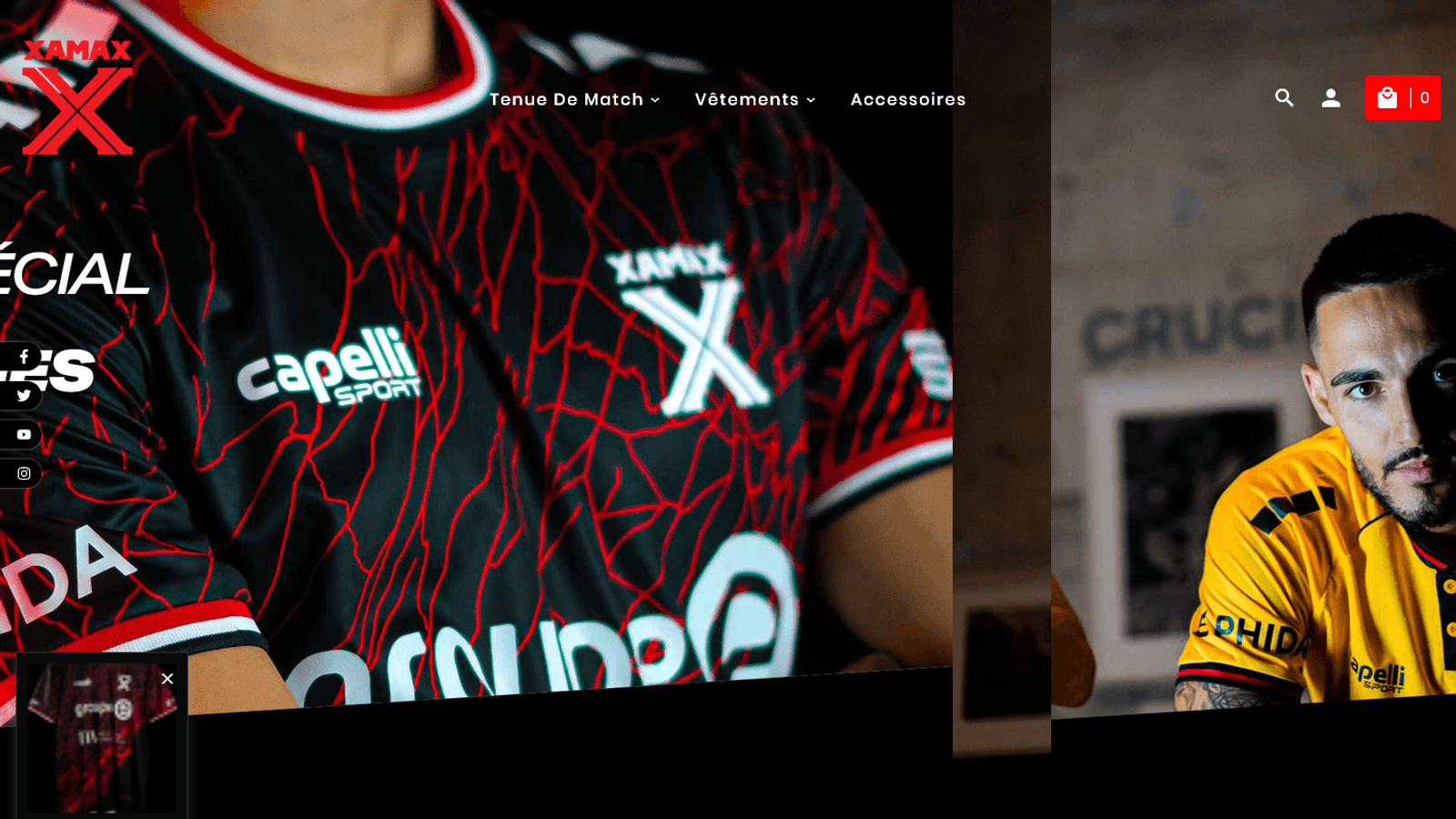 Accueil de la boutique Neuchâtel Xamax avec les tenues et équipements du club.