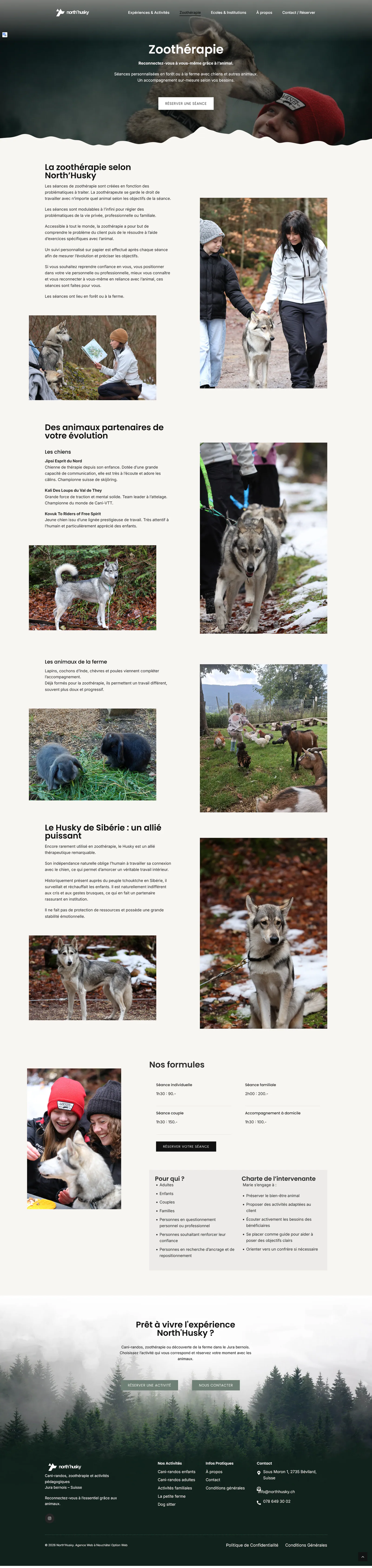 Page consacrée à la zoothérapie sur le site de North’Husky.